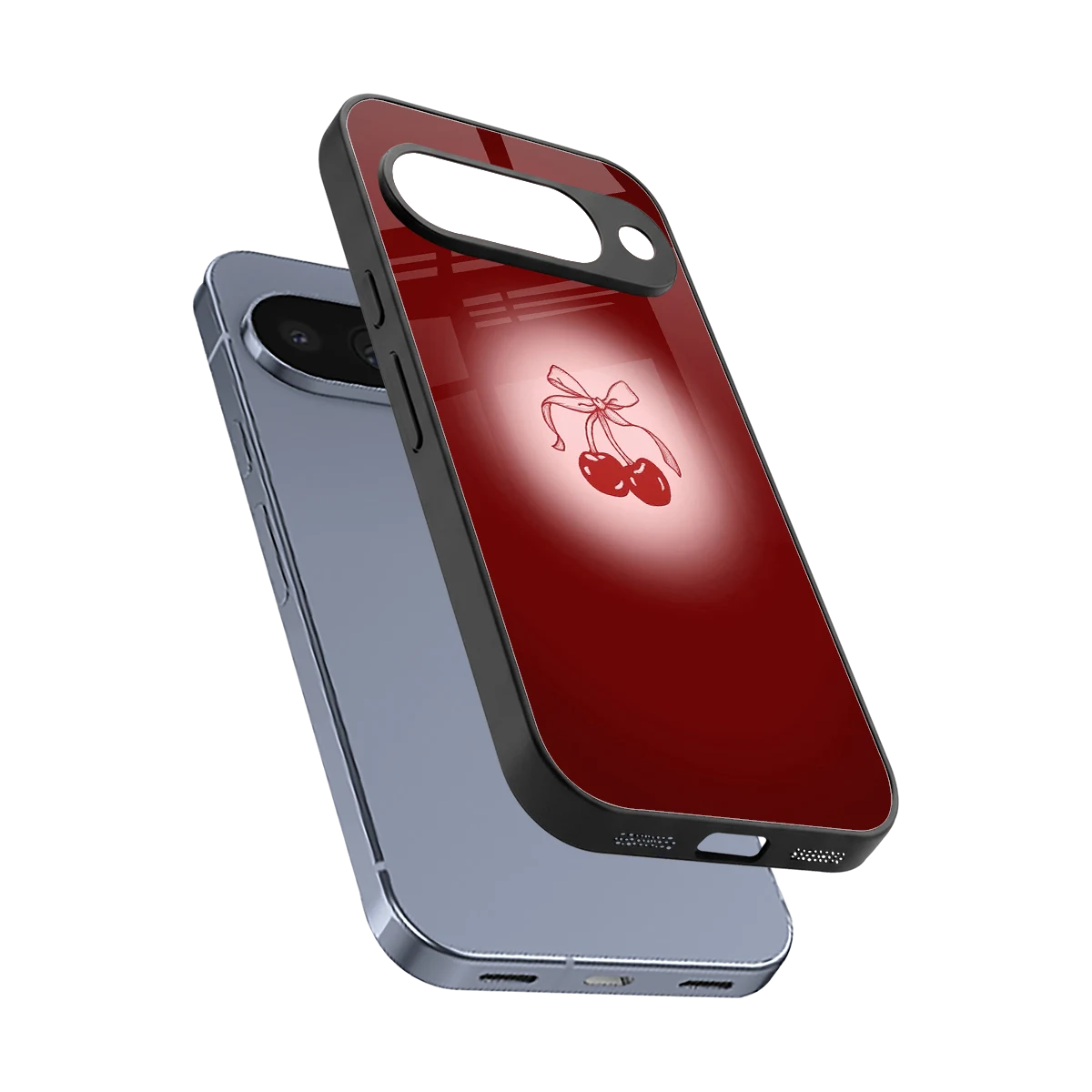 Cherry Bow sleek google pixel 10 cover with tempered glass back and TPU edges