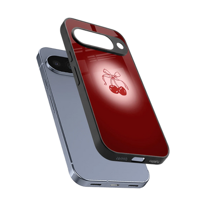 Cherry Bow sleek google pixel 10 cover with tempered glass back and TPU edges