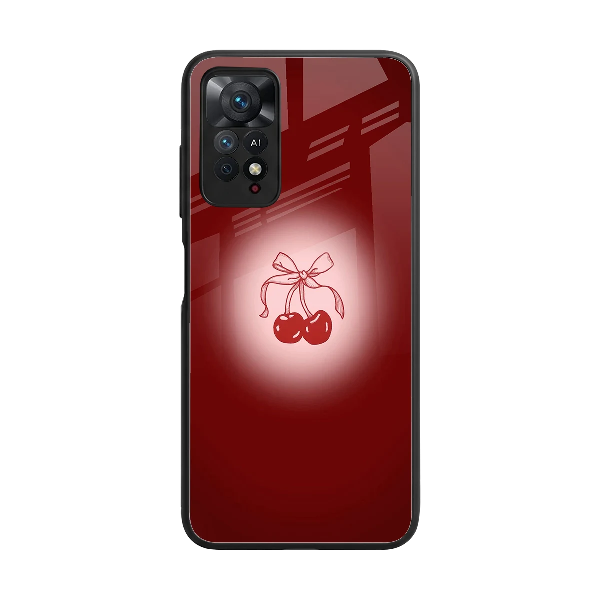 Cherry Bow back phone cover | glass case for redmi note 11 pro