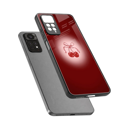 Cherry Bow sleek redmi note 11 pro cover with tempered glass back and TPU edges