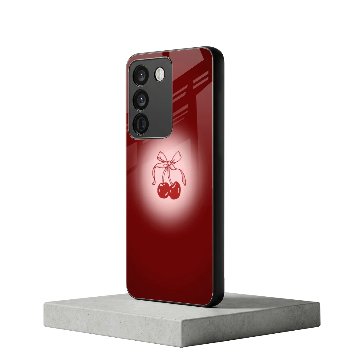 Cherry Bow vivo y200 5g mobile cover | shockproof glass phone case