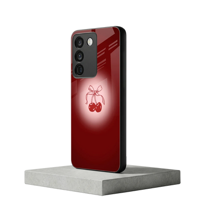 Cherry Bow vivo y200 5g mobile cover | shockproof glass phone case