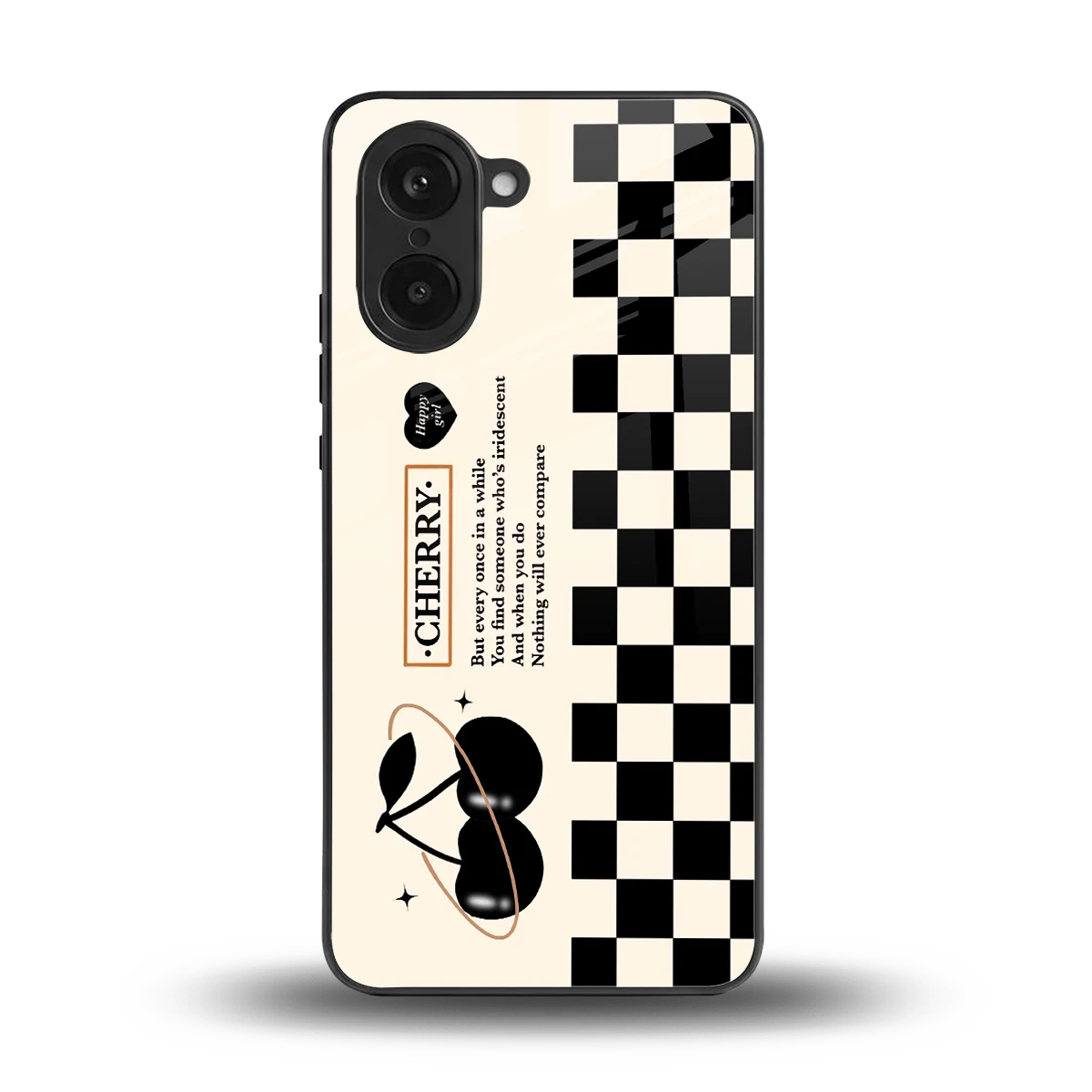 Cherry Checkered back phone cover | glass case for oneplus nord ce5 5g