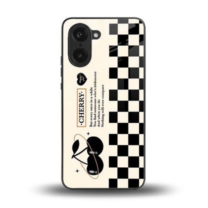 Cherry Checkered back phone cover | glass case for oneplus nord ce5 5g