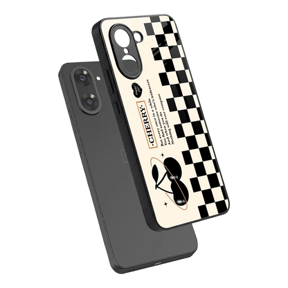 Cherry Checkered sleek oneplus nord ce5 5g cover with tempered glass back and TPU edges