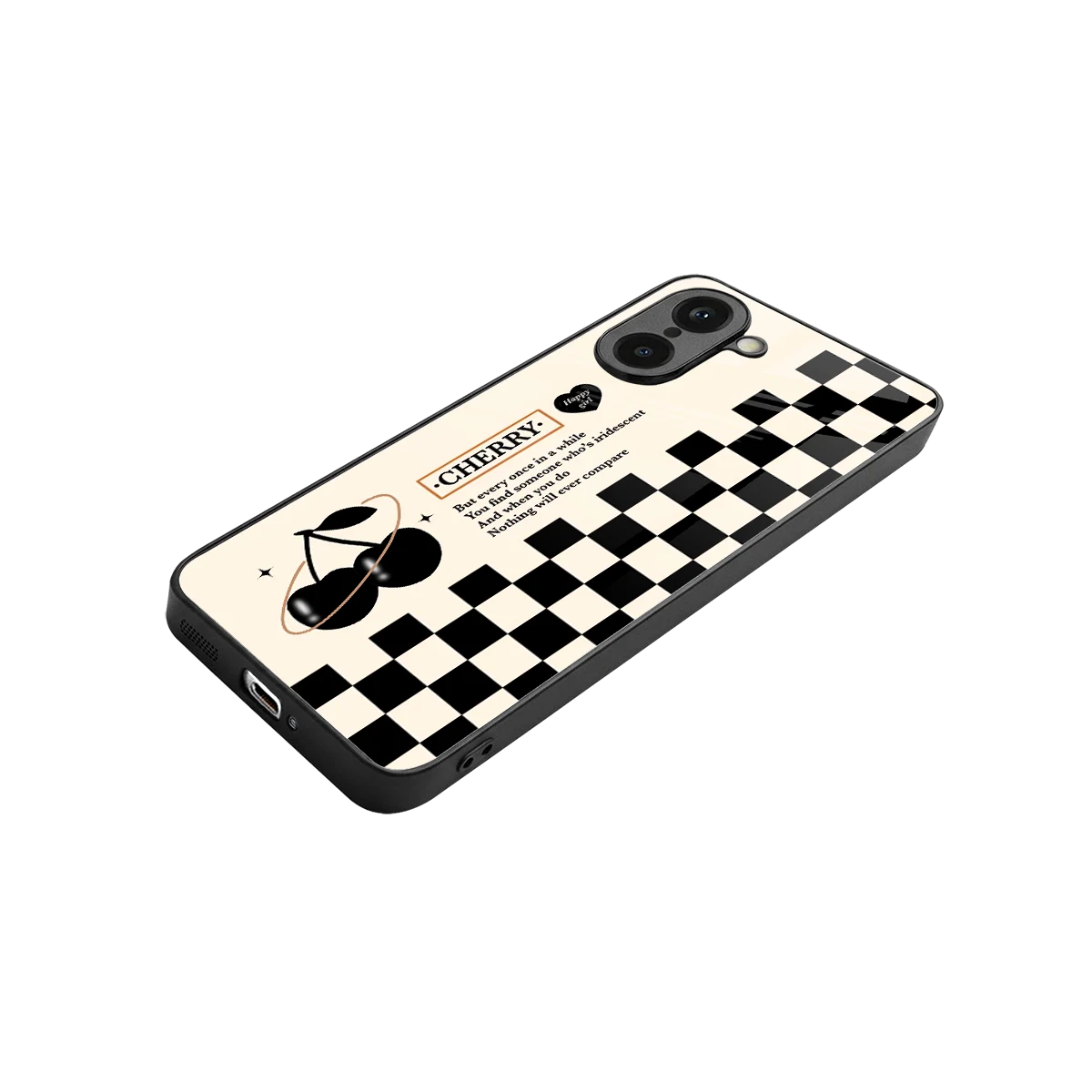 Cherry Checkered stylish phone case for oneplus nord ce5 5g | glossy glass and slim fit