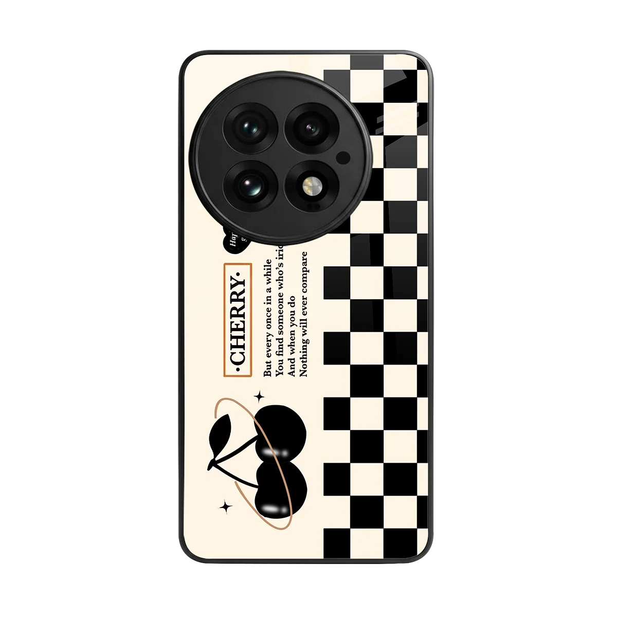 Cherry Checkered back phone cover | glass case for oneplus 13