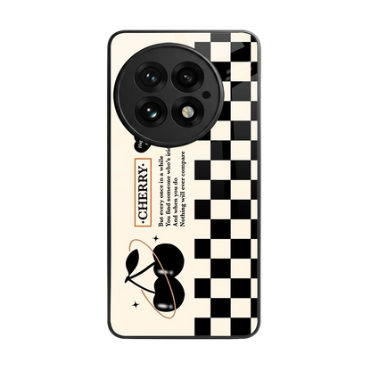 Cherry Checkered back phone cover | glass case for oneplus 13