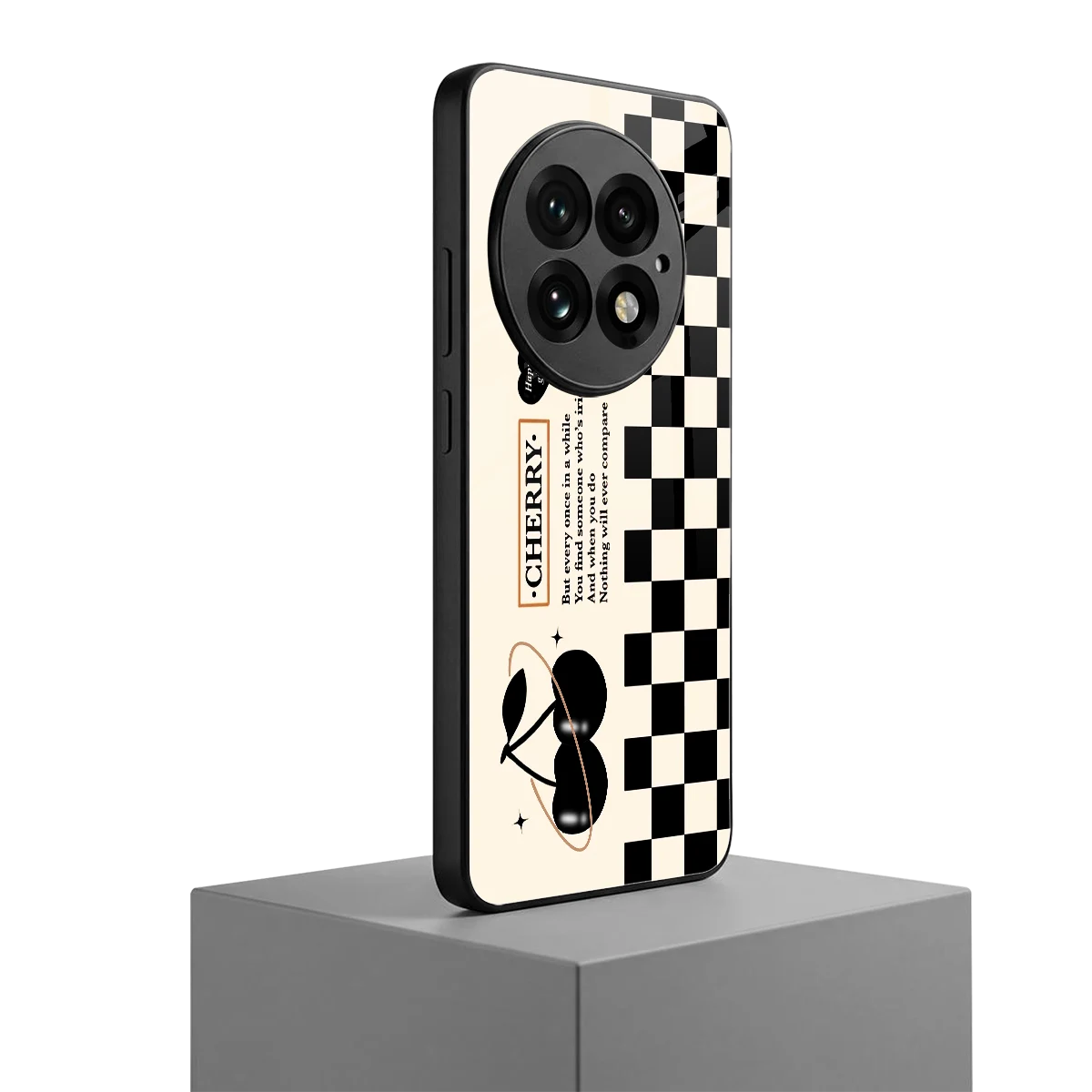Cherry Checkered oneplus 13 mobile cover | shockproof glass phone case