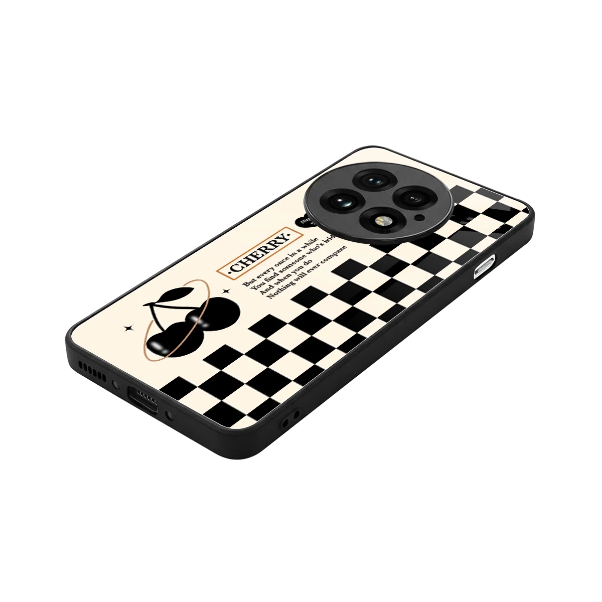 Cherry Checkered stylish phone case for oneplus 13 | glossy glass and slim fit