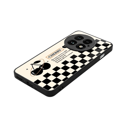 Cherry Checkered stylish phone case for oneplus 13 | glossy glass and slim fit