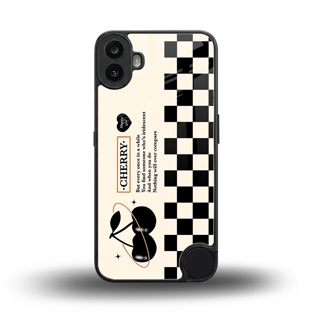 Cherry Checkered back phone cover | glass case for cmf nothing phone 1