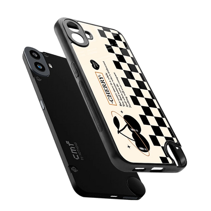 Cherry Checkered sleek cmf nothing phone 1 cover with tempered glass back and TPU edges