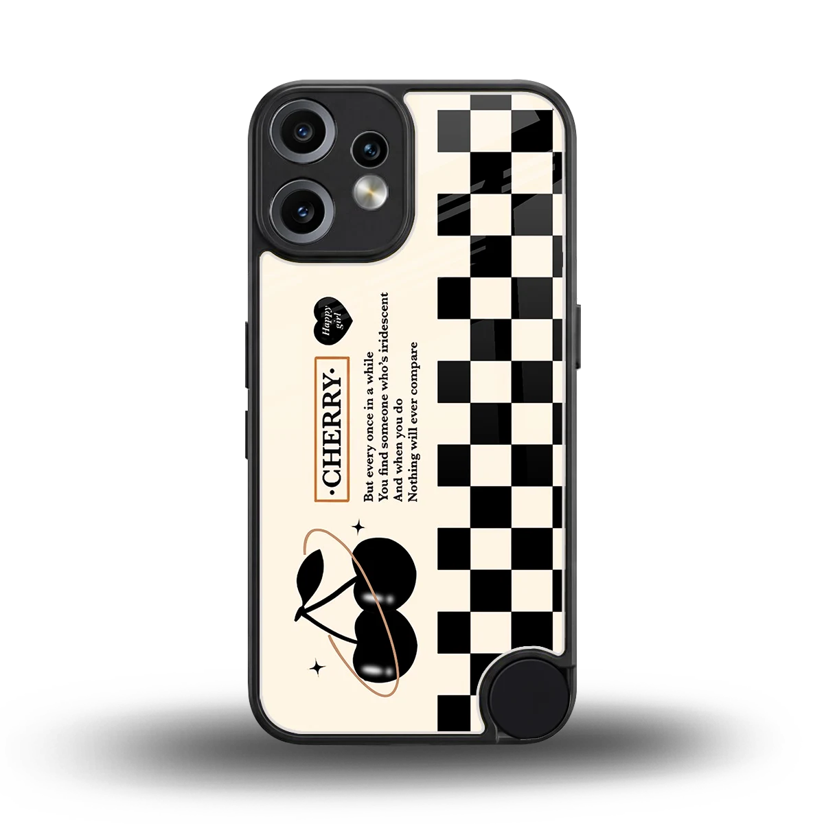 Cherry Checkered back phone cover | glass case for cmf nothing phone 2 pro