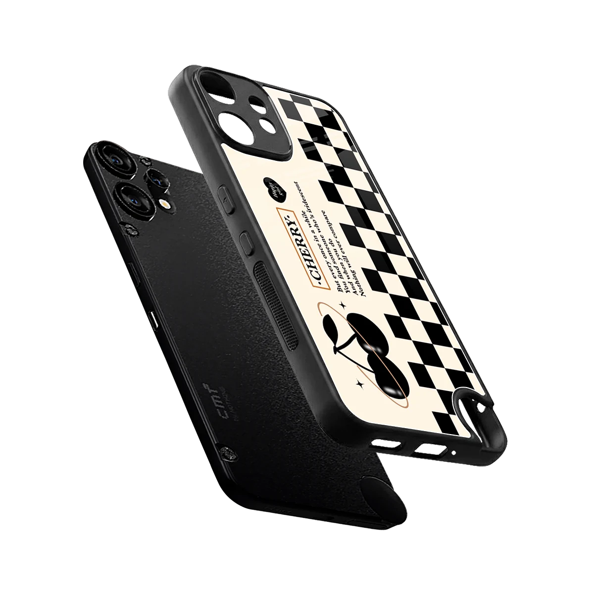 Cherry Checkered sleek cmf nothing phone 2 pro cover with tempered glass back and TPU edges