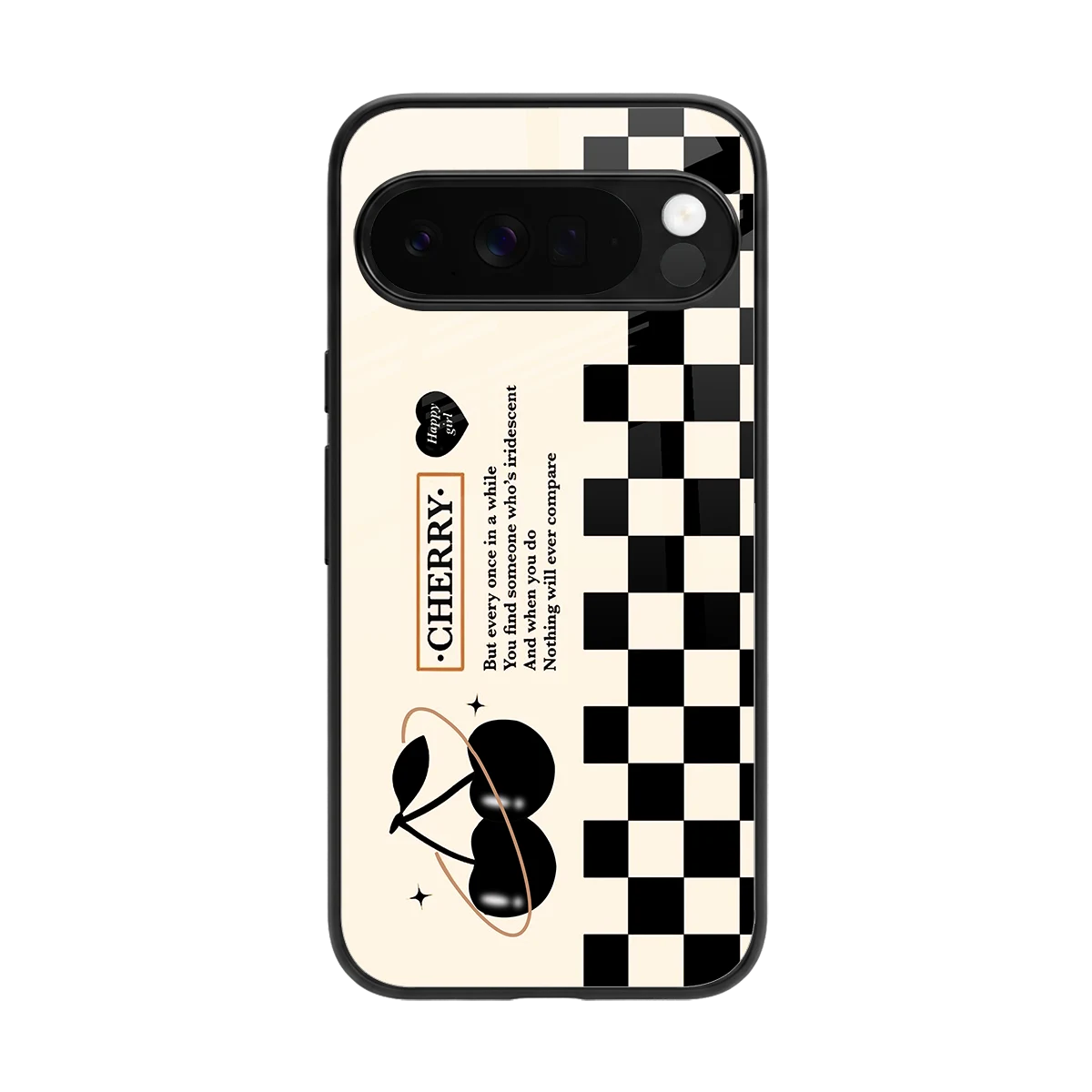 Cherry Checkered back phone cover | glass case for google pixel 10 pro xl