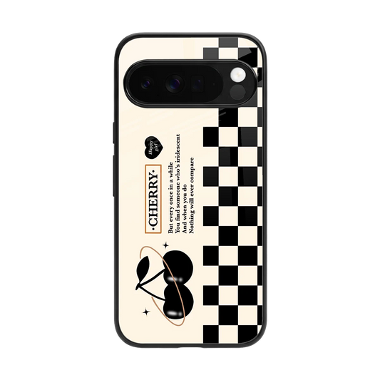 Cherry Checkered back phone cover | glass case for google pixel 10 pro xl