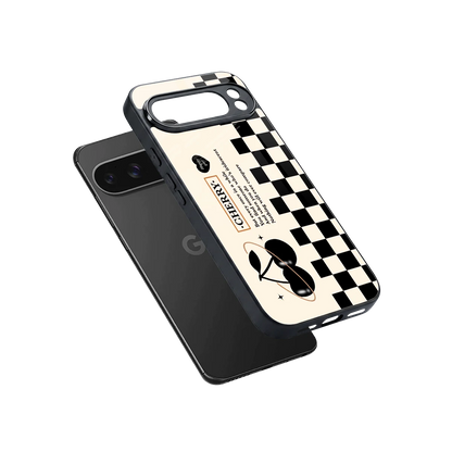Cherry Checkered sleek google pixel 10 pro xl cover with tempered glass back and TPU edges