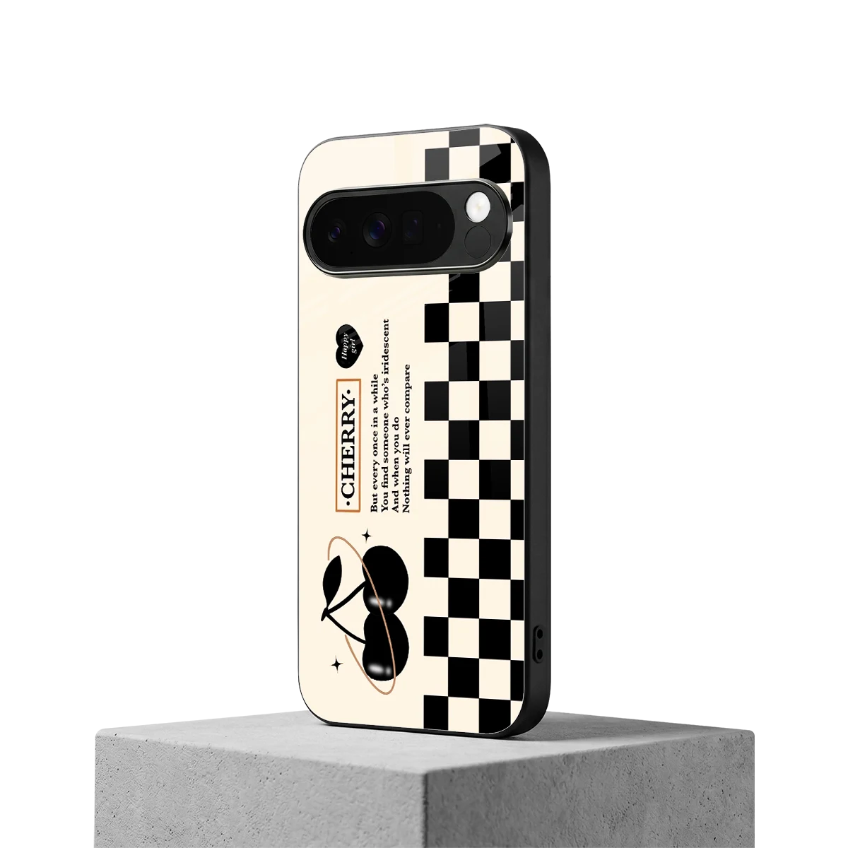 Cherry Checkered google pixel 10 pro xl mobile cover | shockproof glass phone case