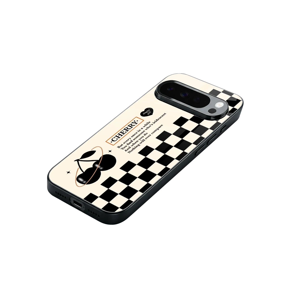 Cherry Checkered stylish phone case for google pixel 10 pro xl | glossy glass and slim fit
