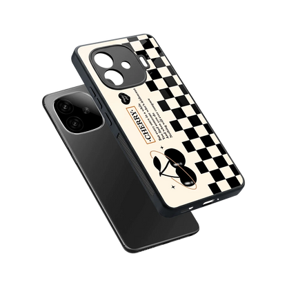 Cherry Checkered sleek iqoo neo 10r 5g cover with tempered glass back and TPU edges
