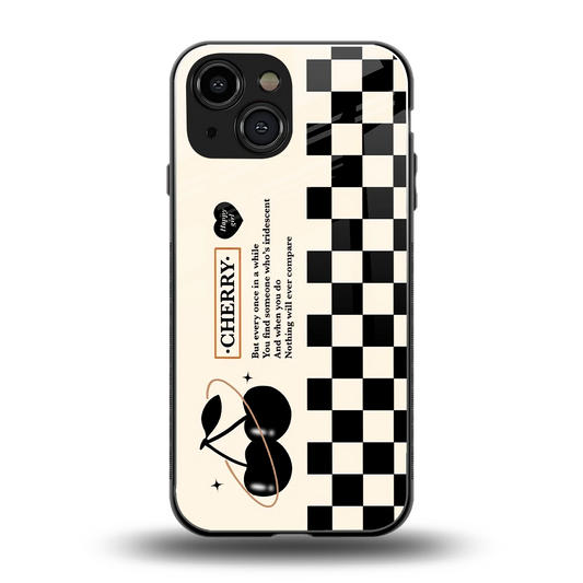 Cherry Checkered back phone cover | glass case for iphone 13 mini