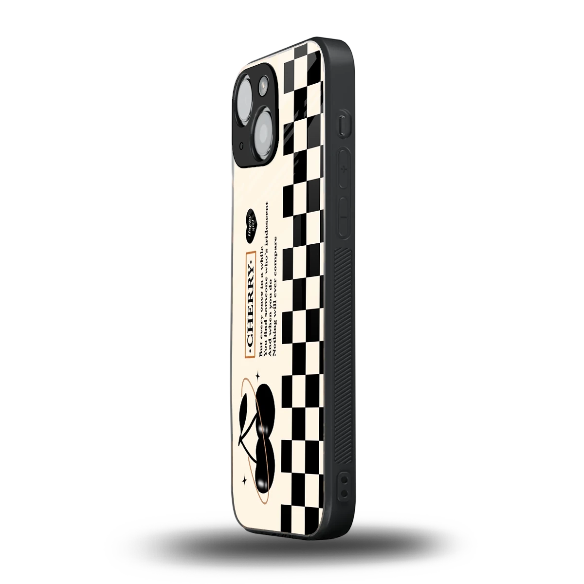 Cherry Checkered iphone 12 mini mobile cover | shockproof glass phone case