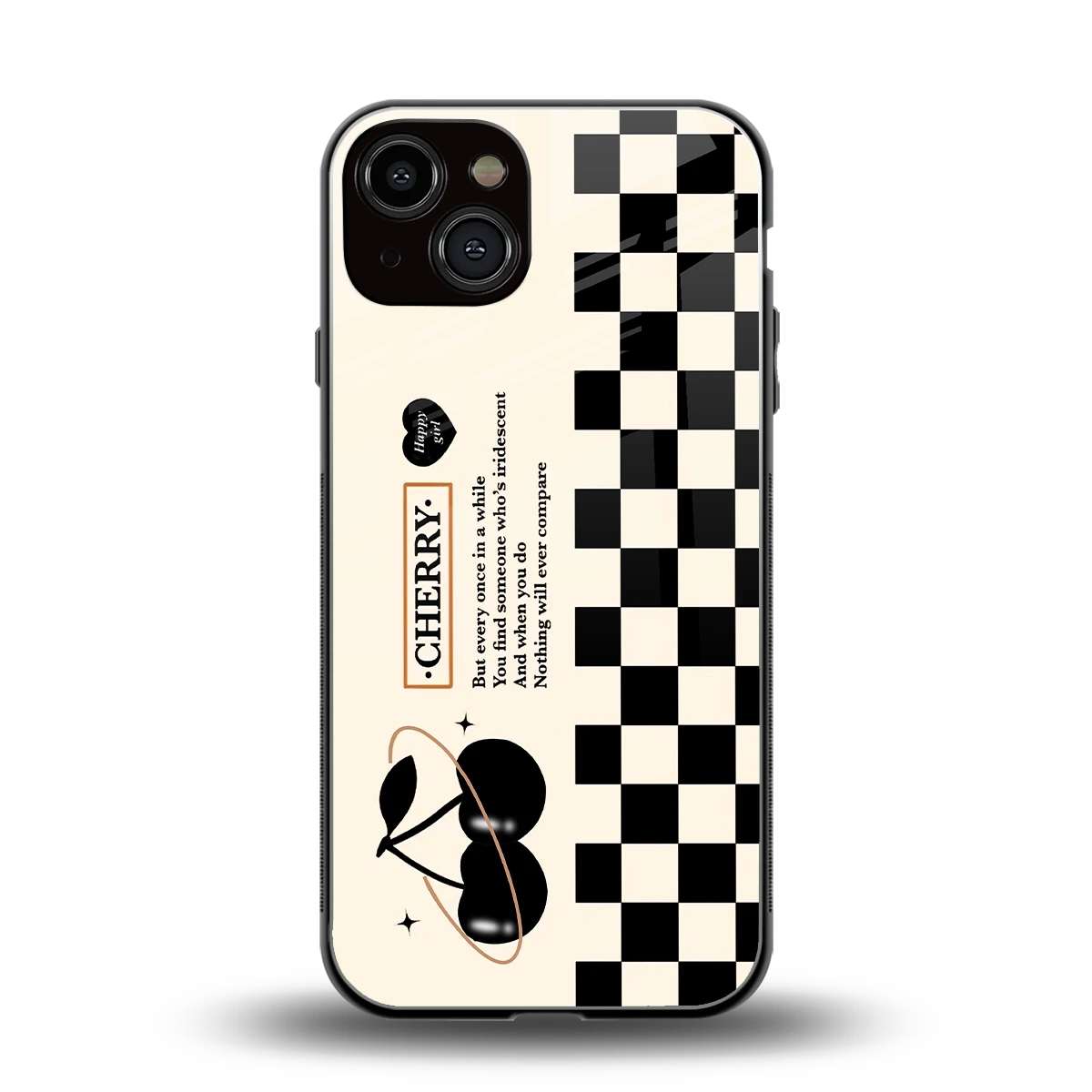 Cherry Checkered back phone cover | glass case for iphone 14