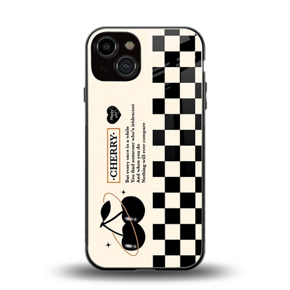 Cherry Checkered back phone cover | glass case for iphone 14