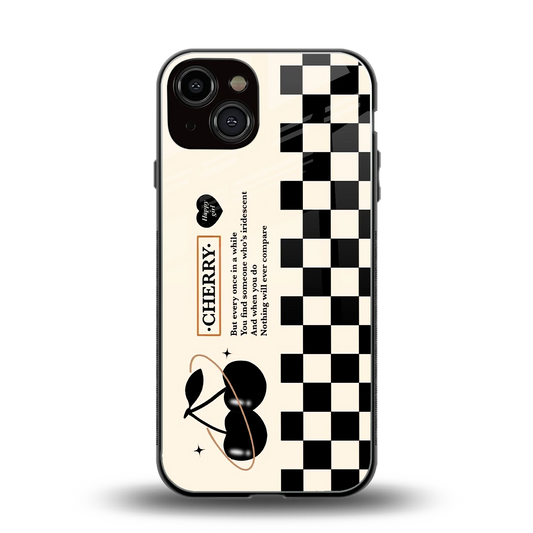 Cherry Checkered back phone cover | glass case for iphone 14