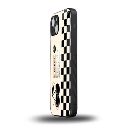 Cherry Checkered iphone 14 plus mobile cover | shockproof glass phone case