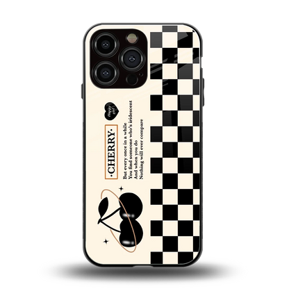 Cherry Checkered back phone cover | glass case for iphone 15 pro max