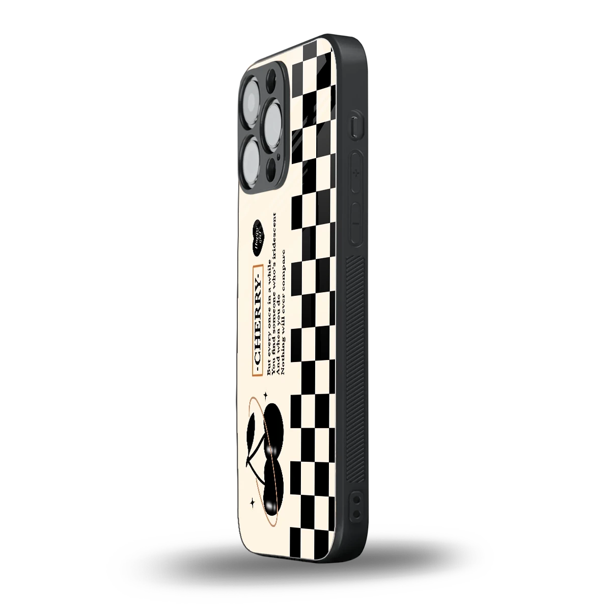 Cherry Checkered iphone 15 pro max mobile cover | shockproof glass phone case