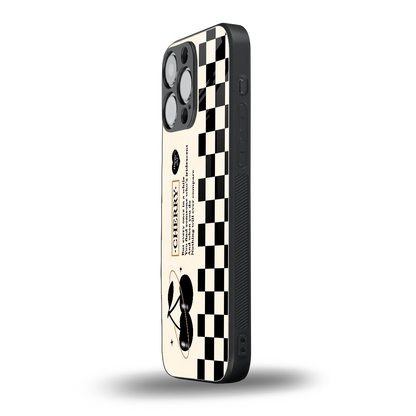Cherry Checkered iphone 15 pro max mobile cover | shockproof glass phone case