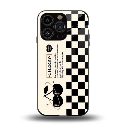 Cherry Checkered back phone cover | glass case for iphone 15 pro