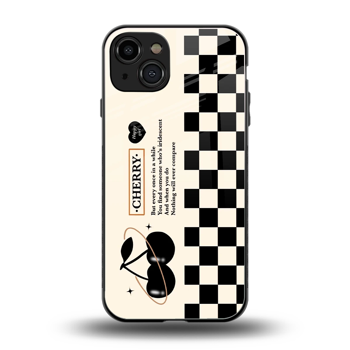 Cherry Checkered back phone cover | glass case for iphone 15