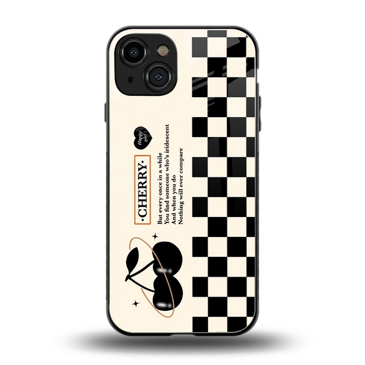 Cherry Checkered back phone cover | glass case for iphone 15