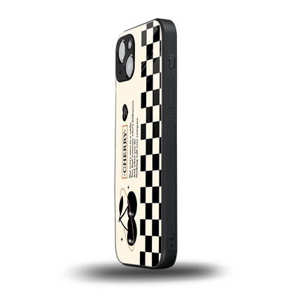 Cherry Checkered iphone 15 mobile cover | shockproof glass phone case