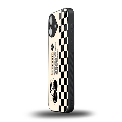 Cherry Checkered iphone 16 plus mobile cover | shockproof glass phone case