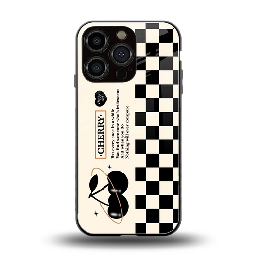 Cherry Checkered back phone cover | glass case for iphone 16 pro