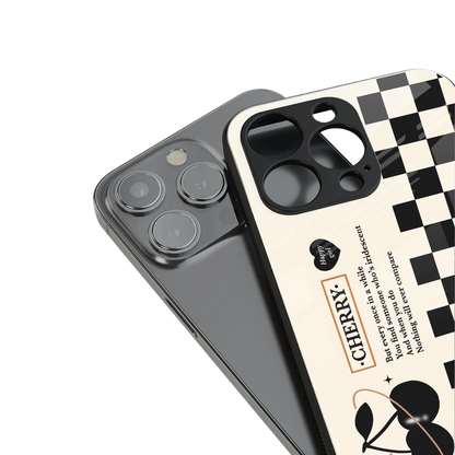 Cherry Checkered stylish phone case for iphone 15 | glossy glass and slim fit