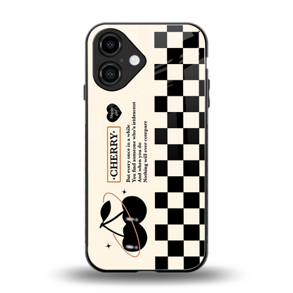 Cherry Checkered Phone Case for Iphone 16 | Glass Case