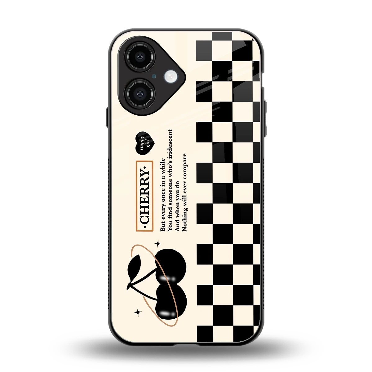 Cherry Checkered back phone cover | glass case for iphone 16