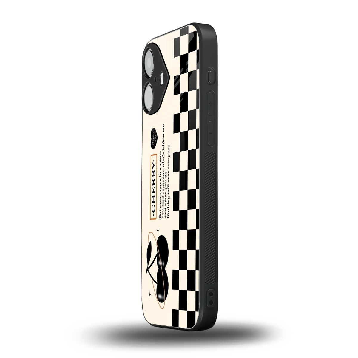 Cherry Checkered iPhone 16 mobile cover | shockproof glass phone case