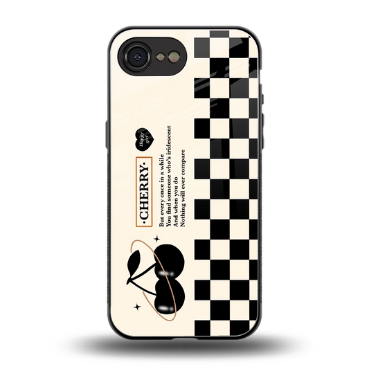 Cherry Checkered back phone cover | glass case for iphone 17e
