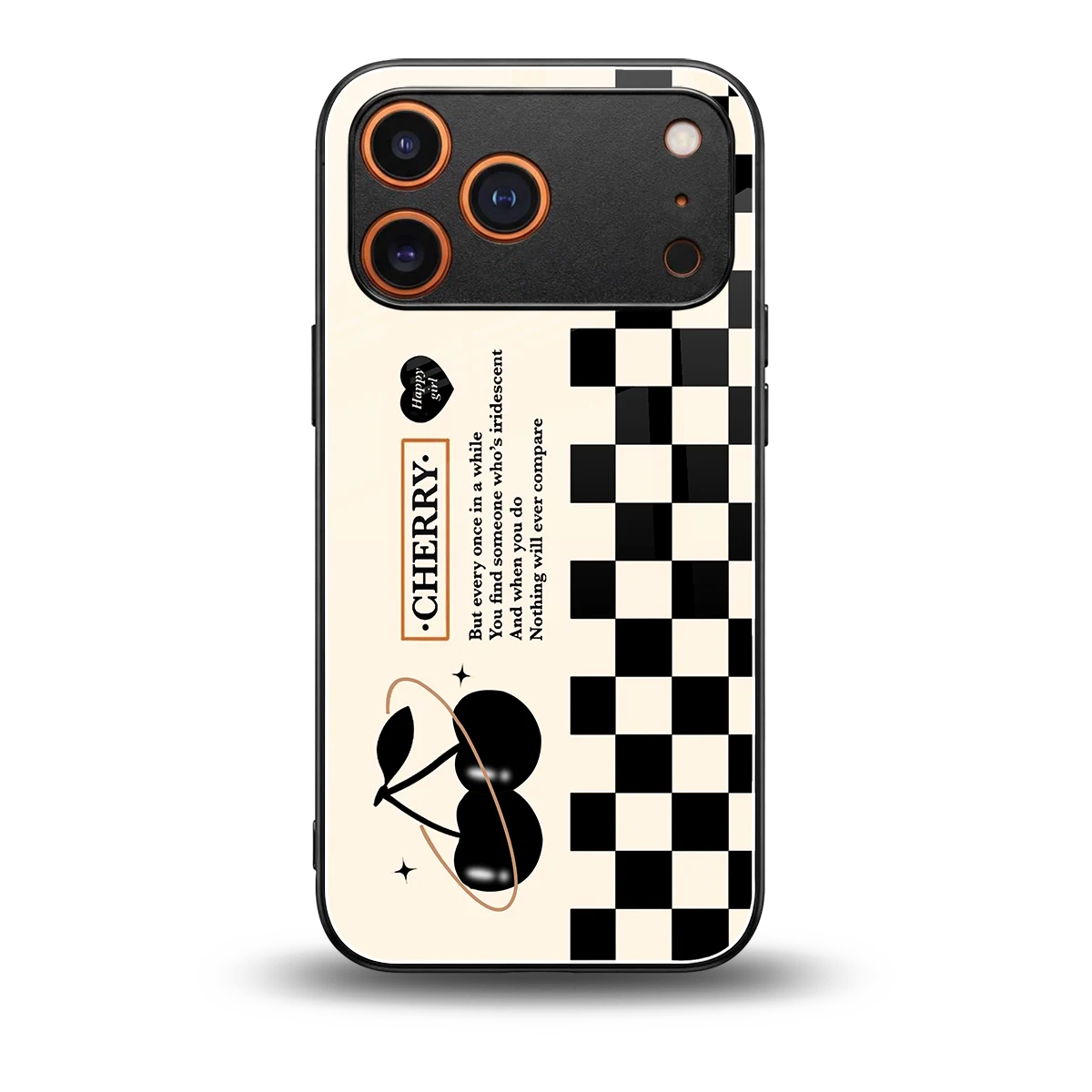 Cherry Checkered back phone cover | glass case for iphone 17 pro