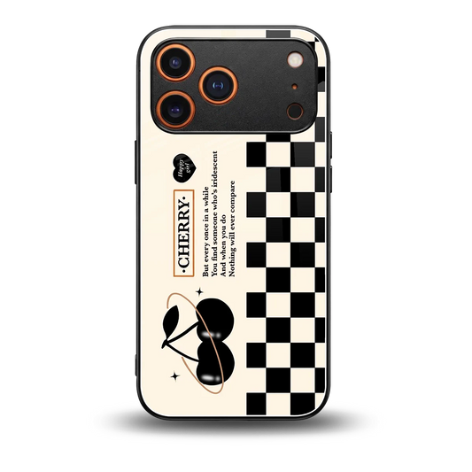 Cherry Checkered back phone cover | glass case for iphone 17 pro max