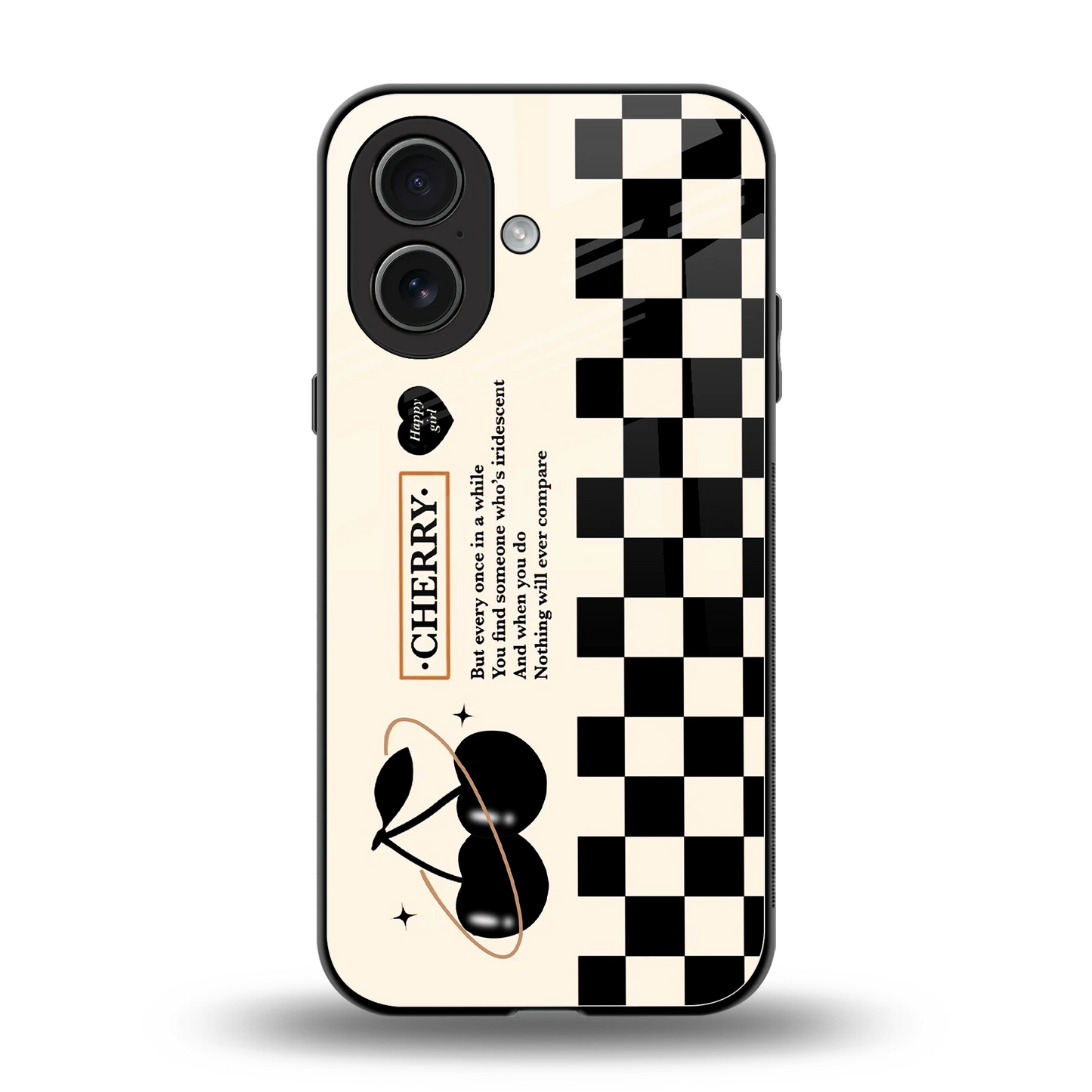 Cherry Checkered back phone cover | glass case for iphone 17
