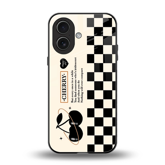 Cherry Checkered back phone cover | glass case for iphone 17