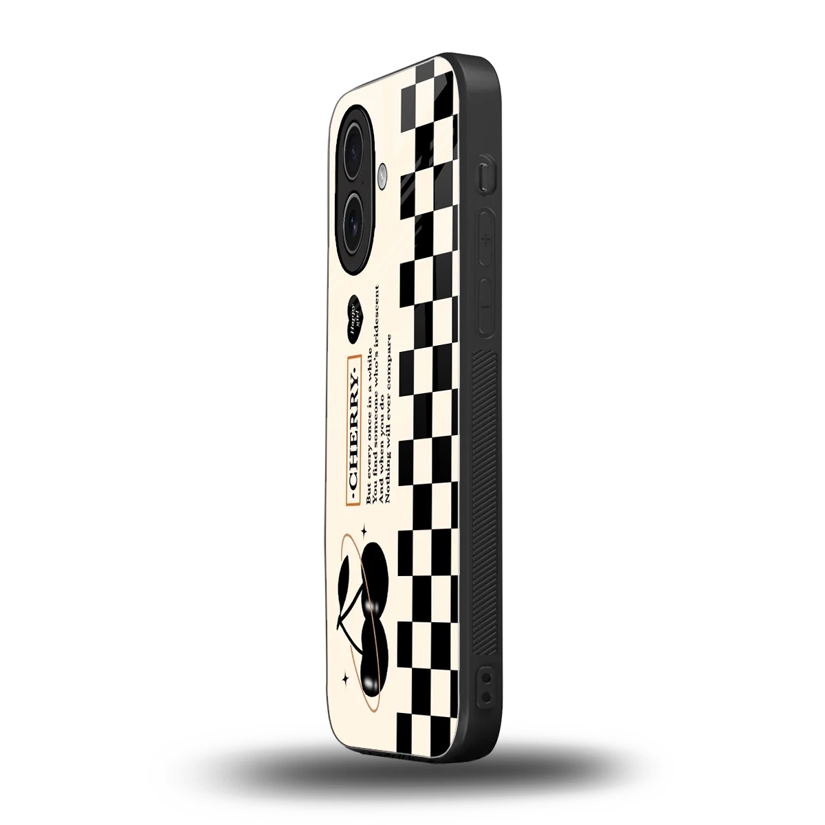 Cherry Checkered iphone 17 mobile cover | shockproof glass phone case